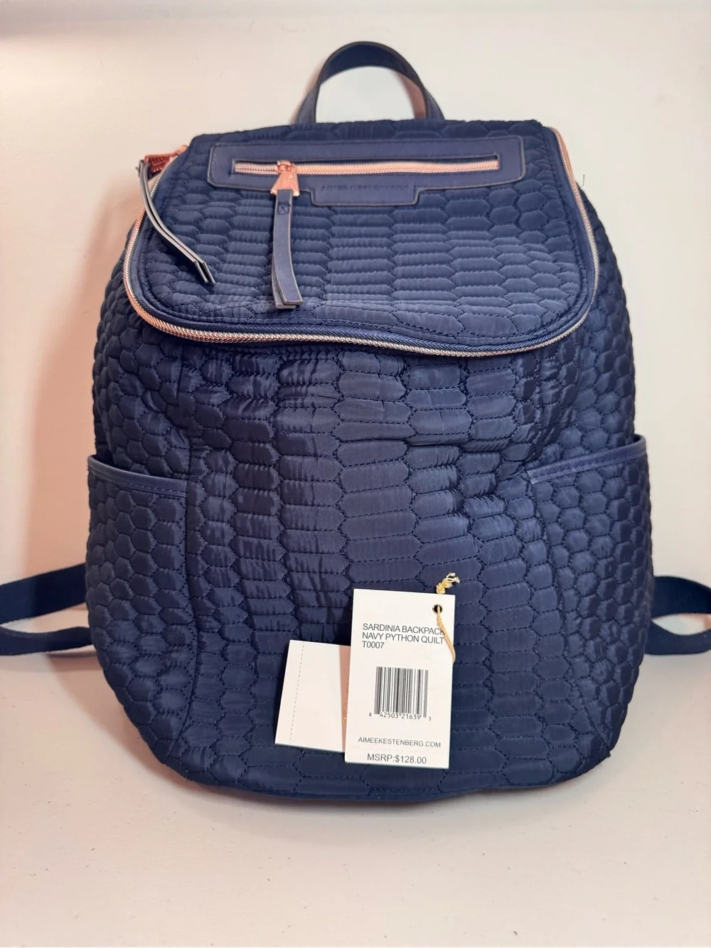 NWT Aimee Kestenberg Sardinia Quilted Backpack in Navy Nylon